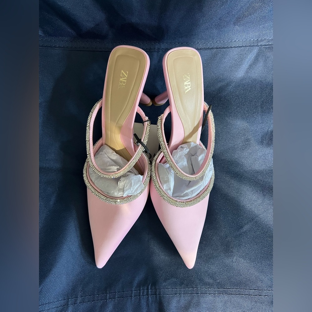 Zara satin pink heels